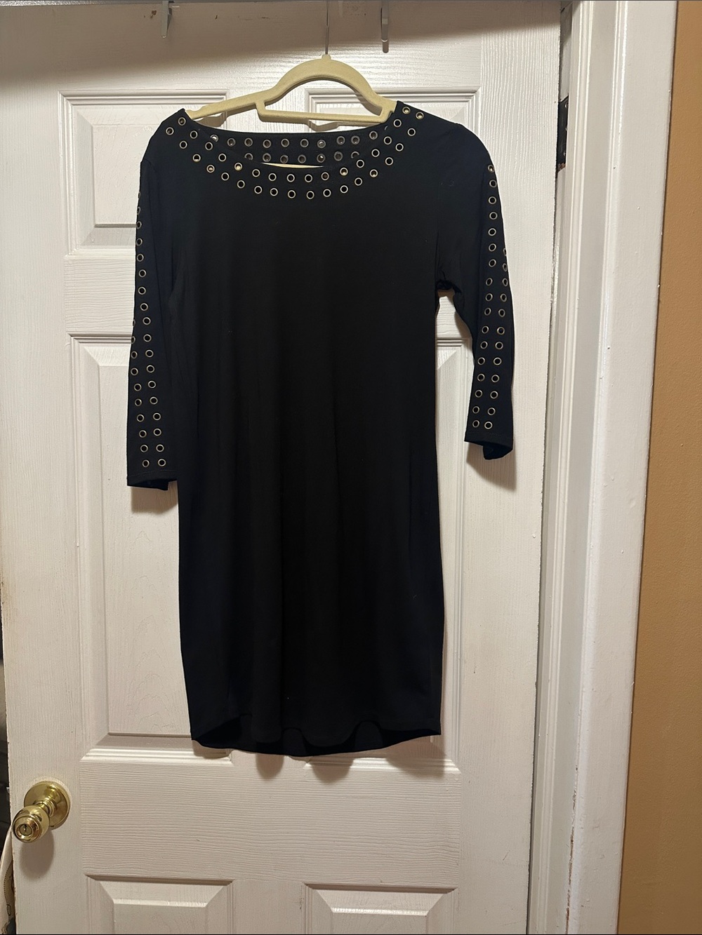 RACHEL Rachel Roy Black Eyelet-Trim Long Sleeve Dress